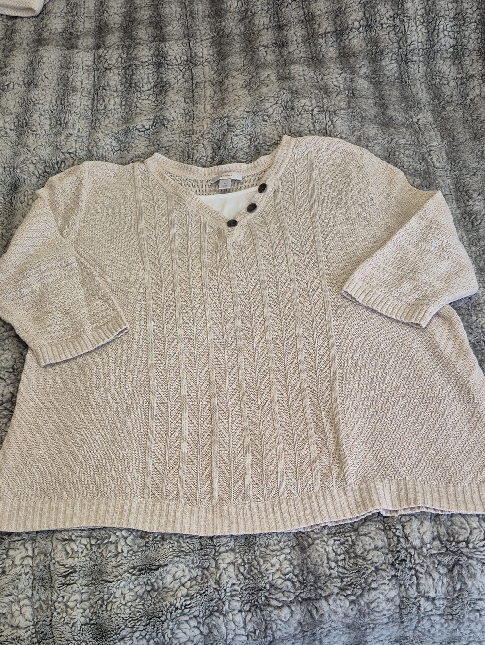 CJ Banks 🖤 Light Beige Cable-Knit Women's Sweater (1011)
